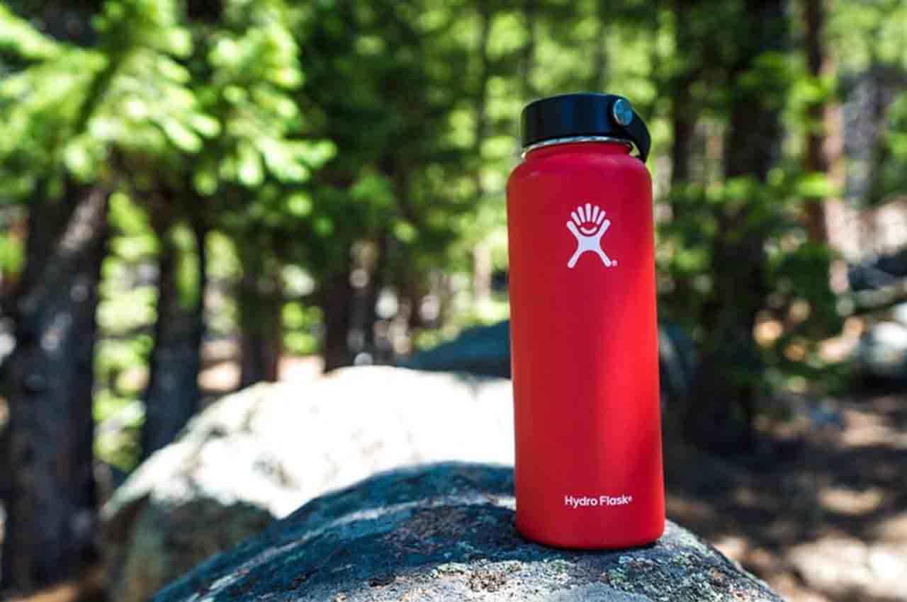 hydro flask on a rock