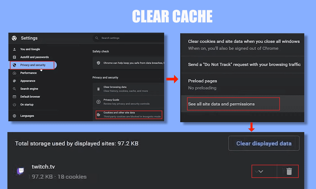 twitch error 2000 troubleshoot Clear cache