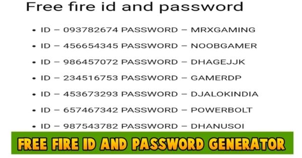 How To Get Free Fire ID And Passwords Editorialge