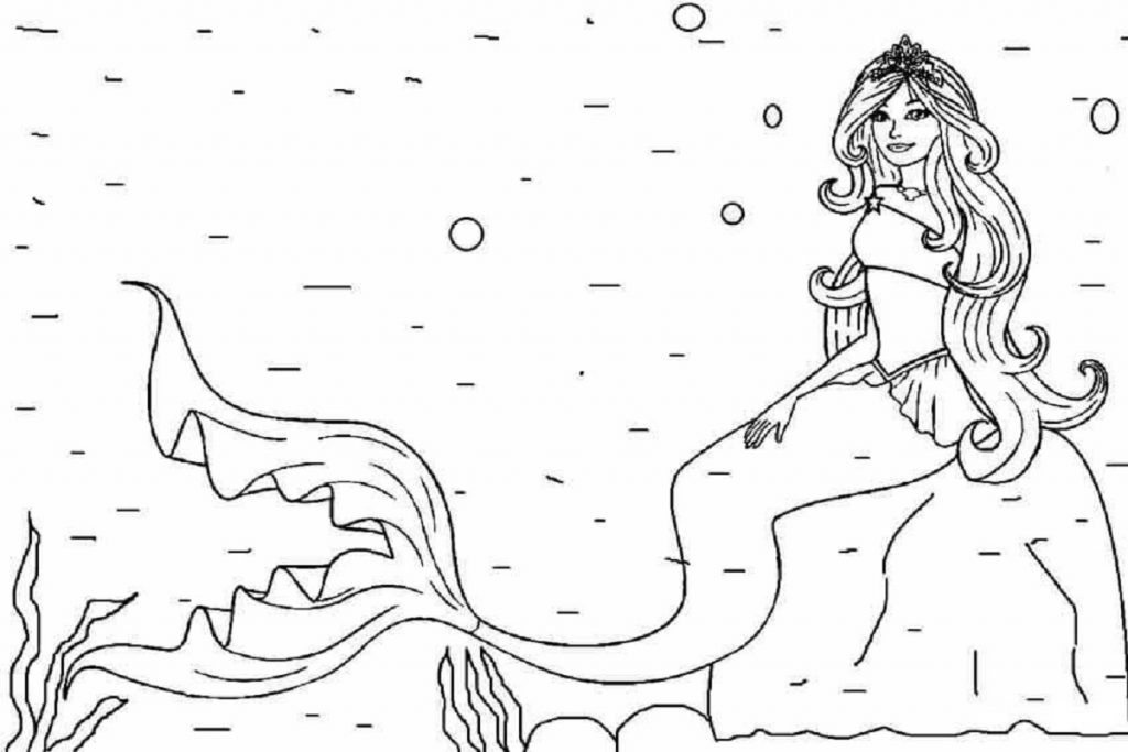 Underwater mermaid coloring page