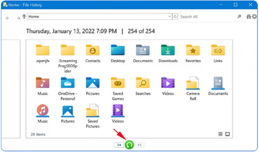 Recover deleted photos from File History