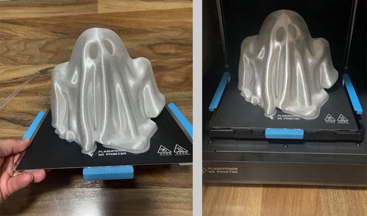 A ghost model printed with white petg filament