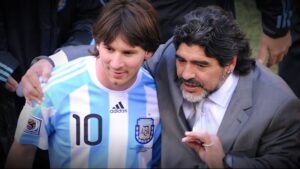 Diego Maradona with Lionel Messi