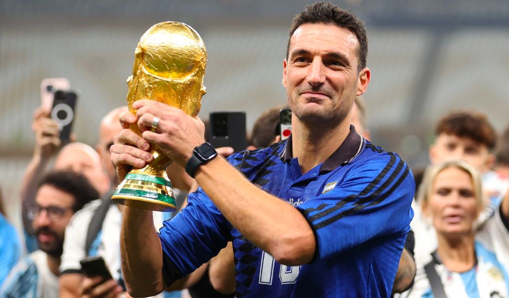 Lionel Scaloni with FIFA World Cup 2022 Trophy