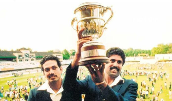 Kapil Dev with Trophy in 1983