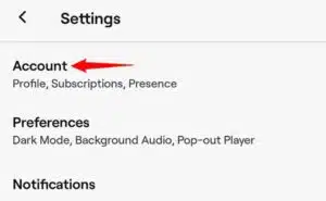 Click on Account
