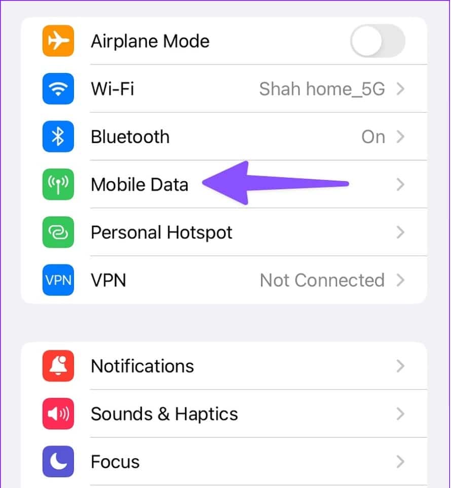Look for the option Mobile data