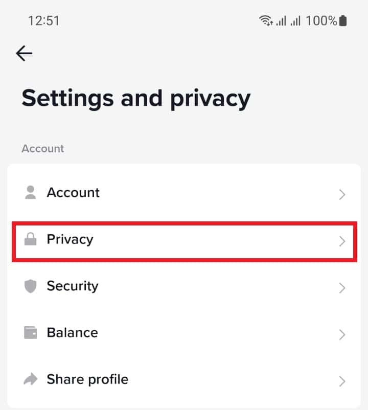 select Privacy settings