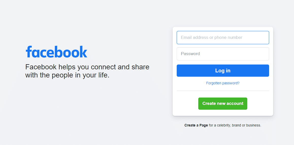 facebook login