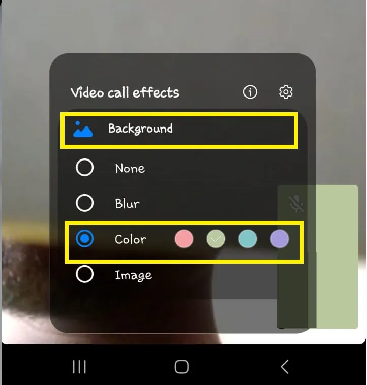Click the icon and select the available background options - How to Change WhatsApp Video Call Background