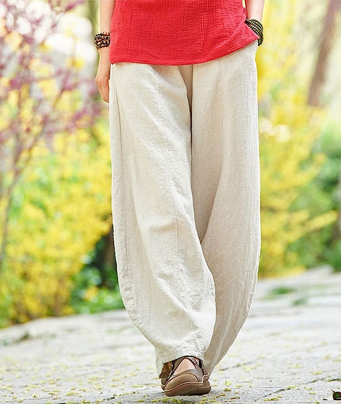 IXIMO Women's Casual Cotton Linen Baggy Pants