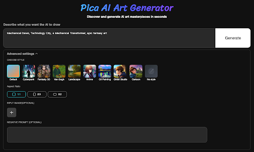 Pica AI Illustration Generator
