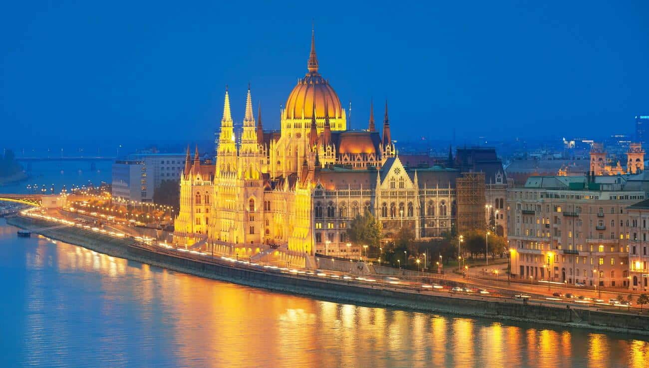 View at Parliament Building, Danube River, Budapest, Hungary