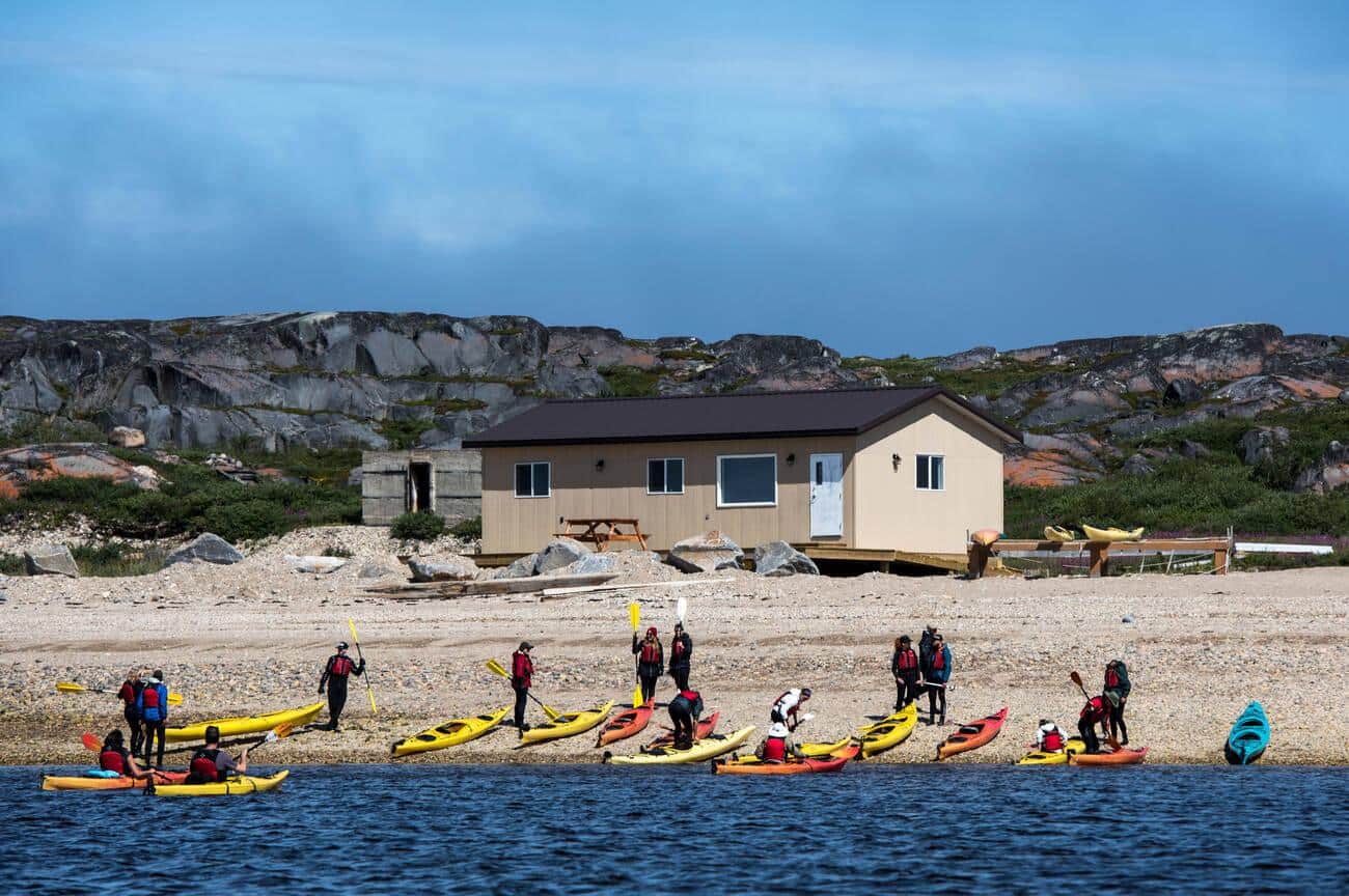 Kayaking in the Churchill river in Summer, Churchill, Manitoba, Canada