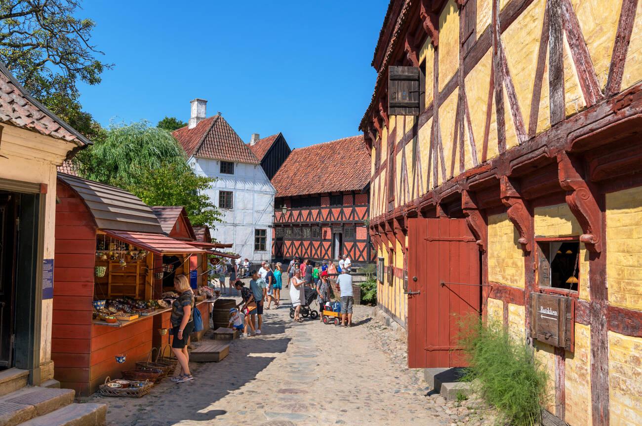 Algade street in The Old Town (Den Gamle By), an open air museum in Aarhus, Denmark