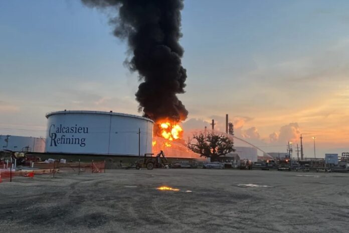 fire at Louisiana oil tank farm