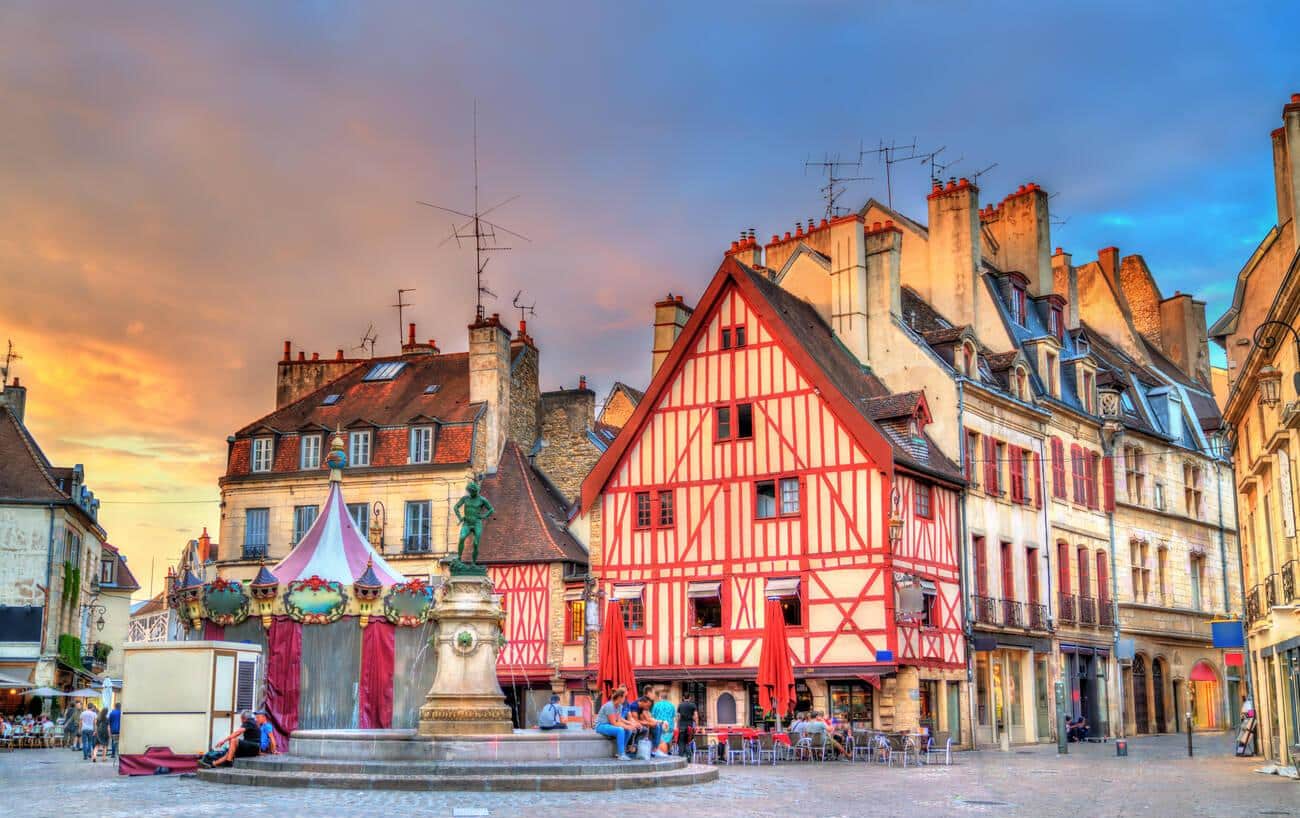 Traditional buildings in the Old Town of Dijon, France