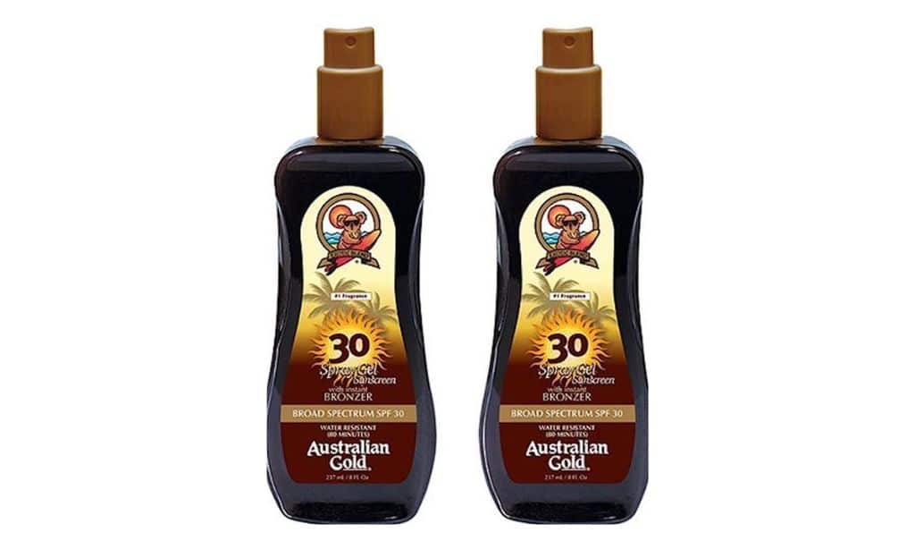 . Australian Gold Spray Gel Sunscreen with Instant Bronzer