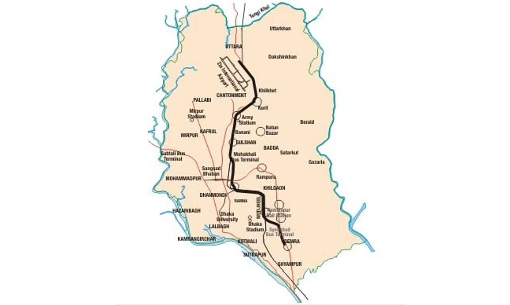 Route Map of Dhaka Elevated Expressway