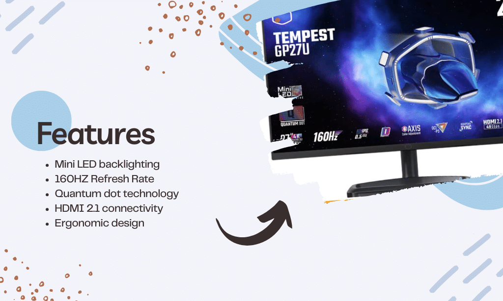 Cooler Master Tempest GP27U 160 Hz Mini LED features