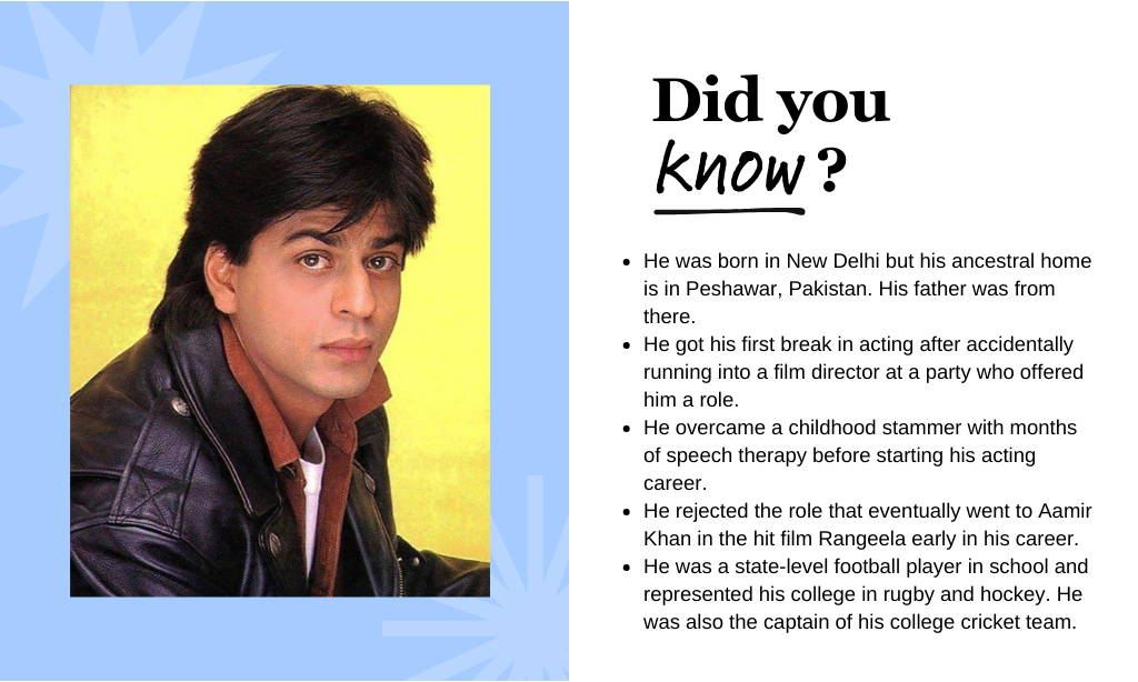 interesting facts about shahrukh