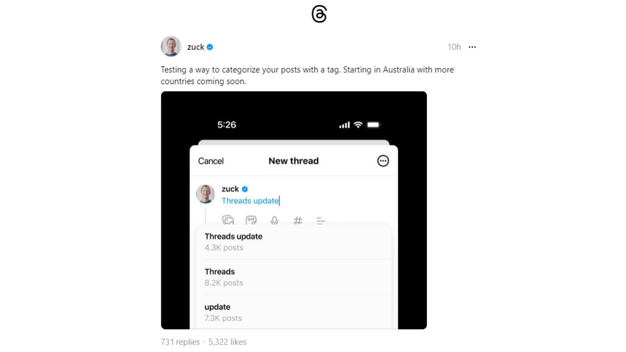 Threads App Introduces Unique Take on Hashtags