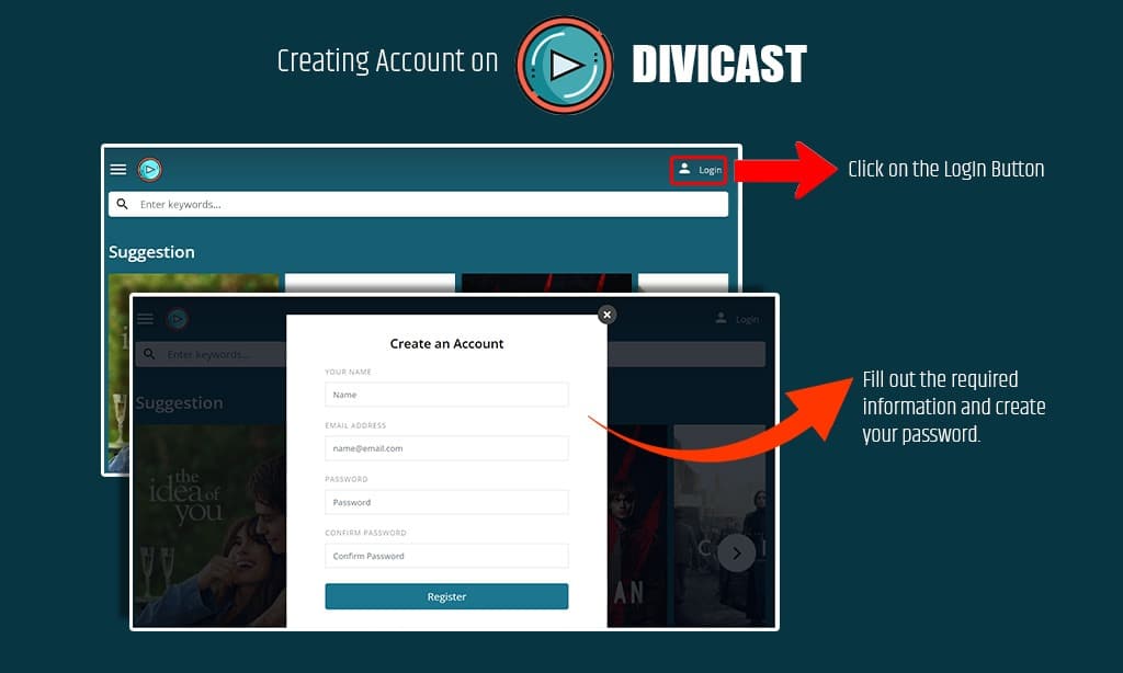 how to create accounts on divicast