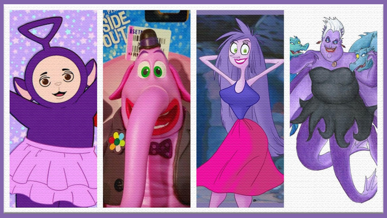 purple cartoon characters