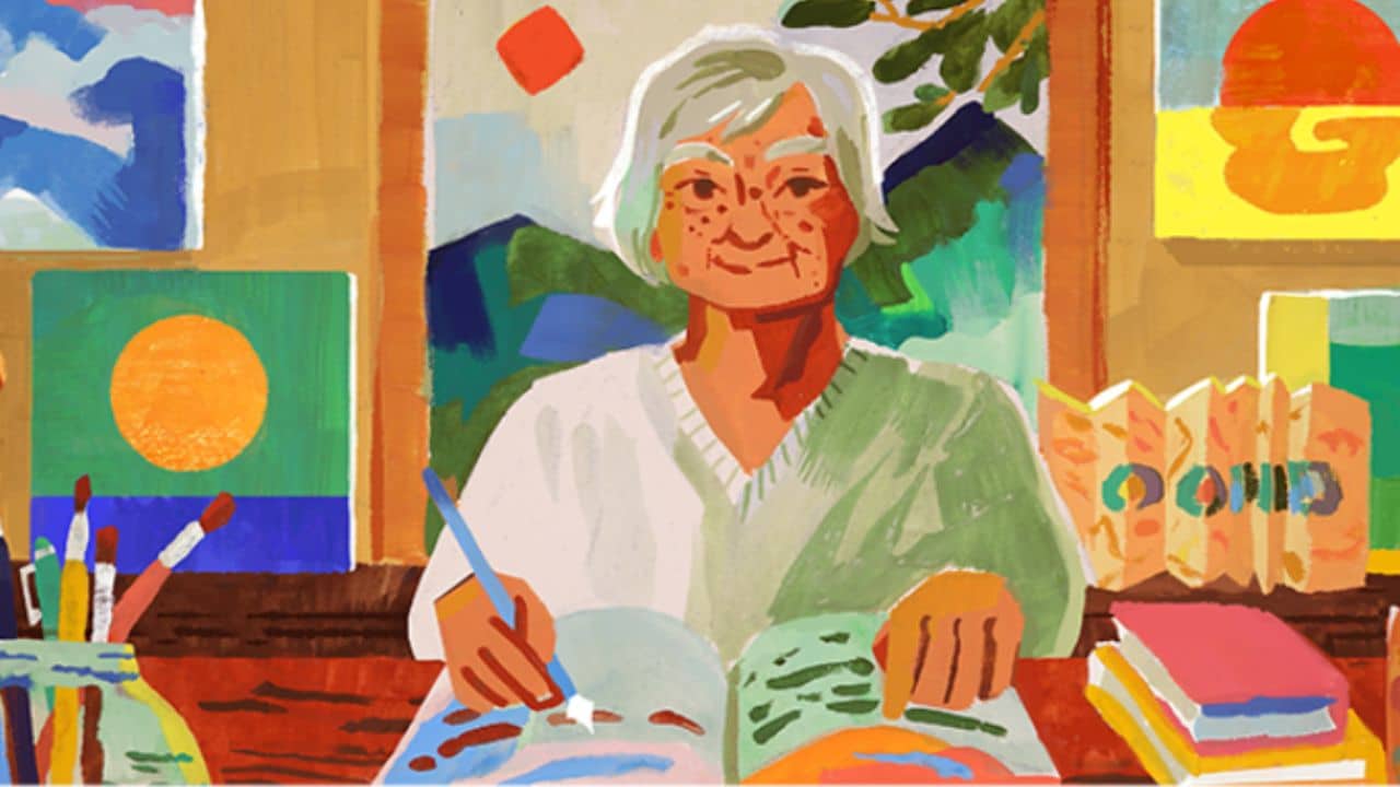 Google Doodle Honors Etel Adnan, Late Writer and Iconic Painter of Vibrant Landscapes