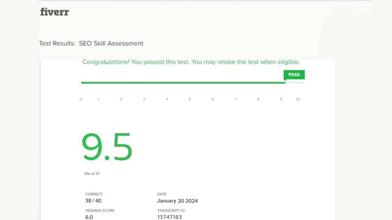 Fiverr SEO Skill Assessment Test Answers