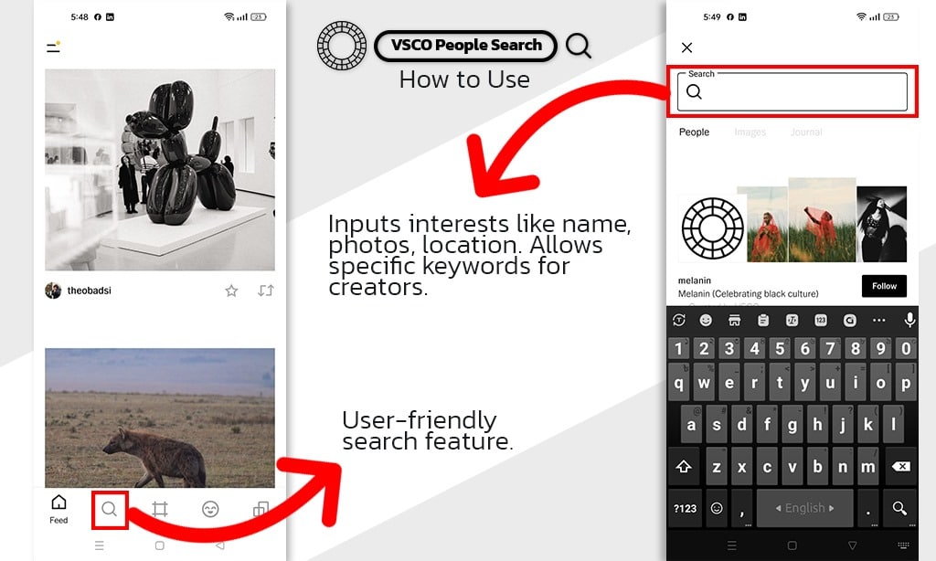 how to use vsco search