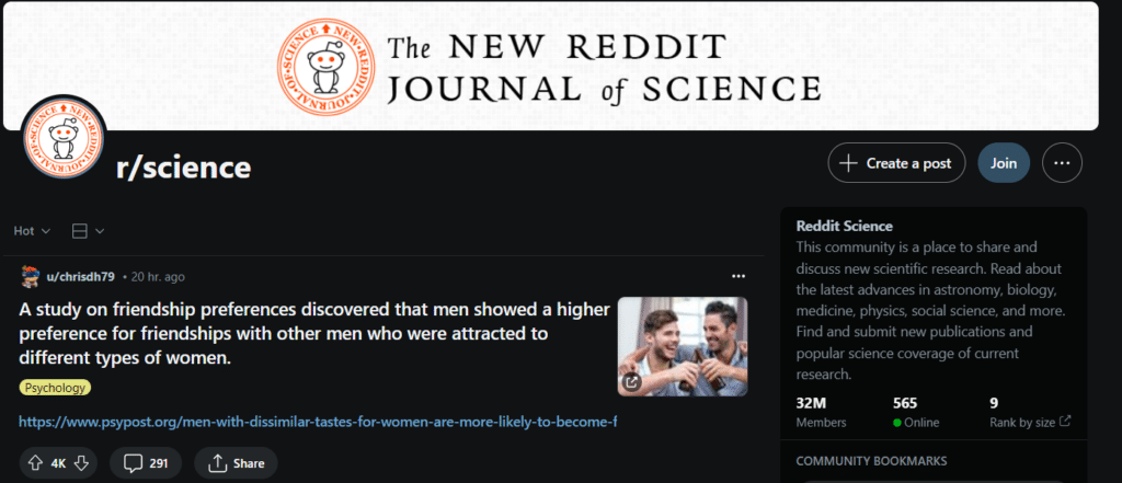 r/science subreddit