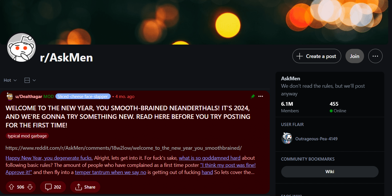 r/AskMen subreddit