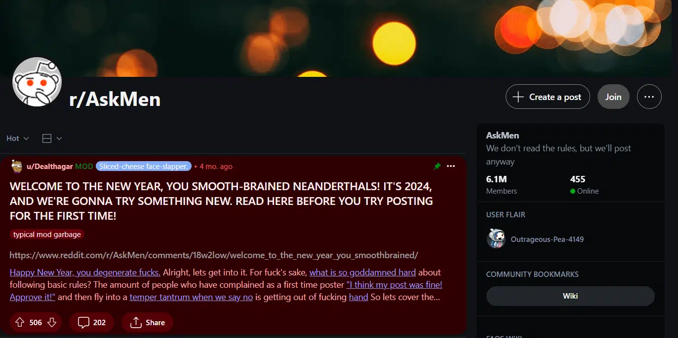r/AskMen subreddit