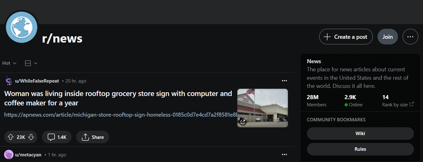r/news subreddit