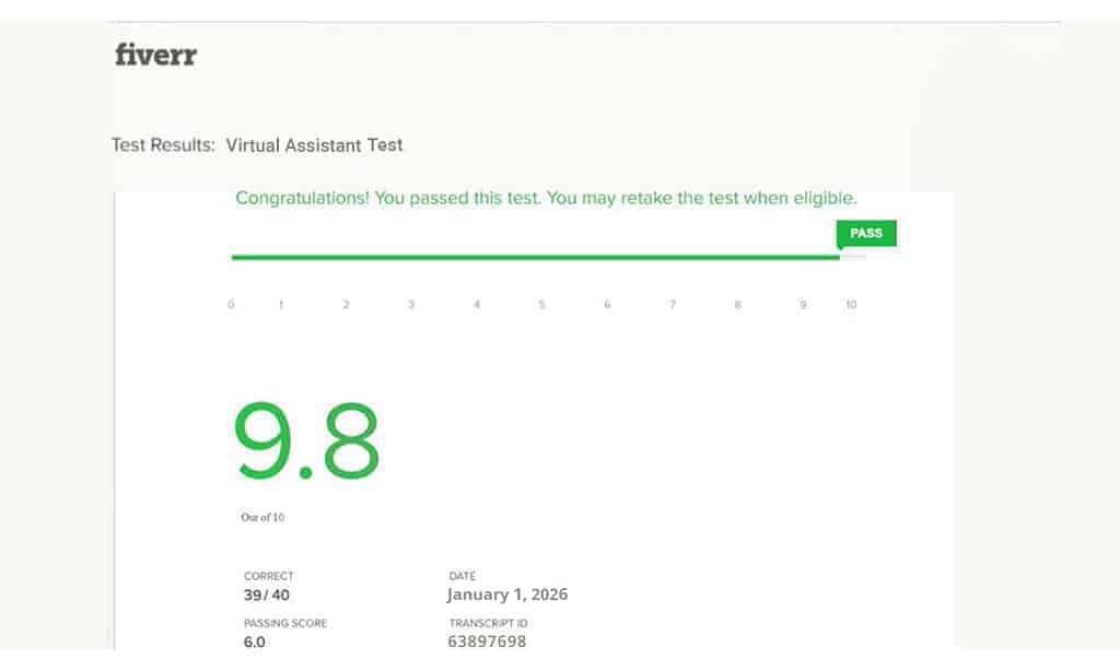 Fiverr Virtual Assistant Test Answers 2026