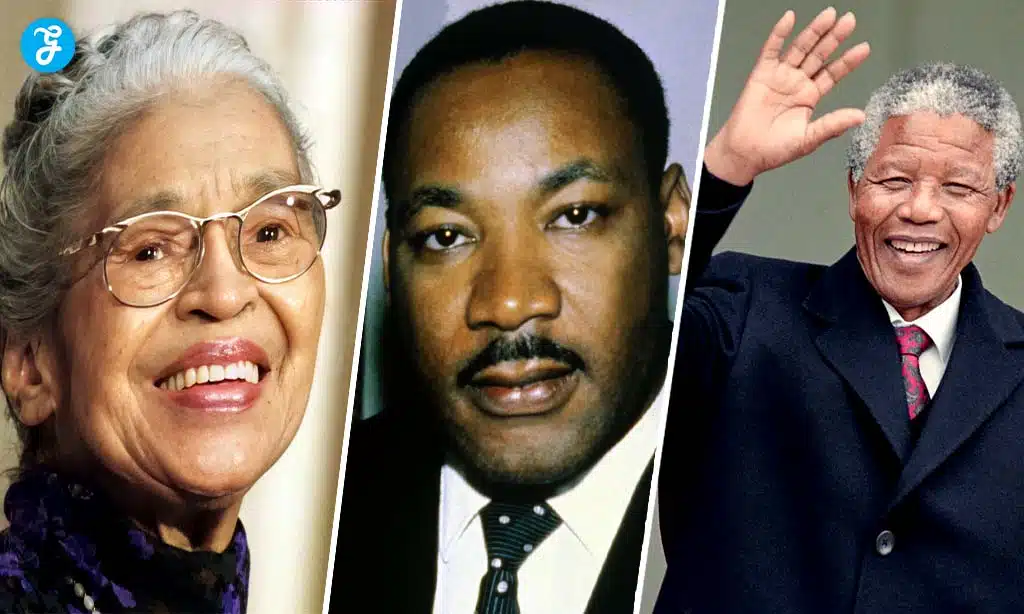 Nelson mandela, rosa parks, and martin luther king