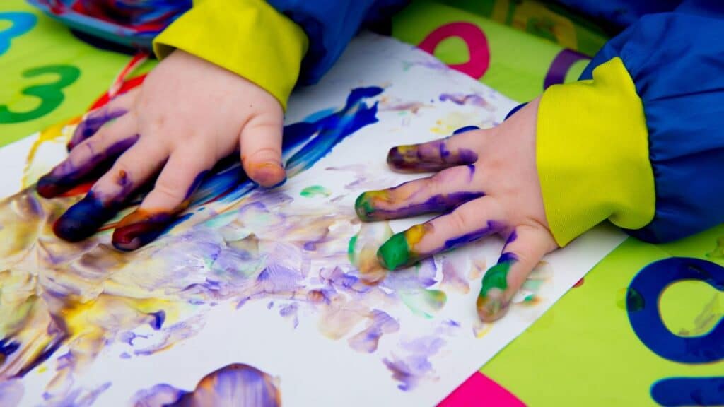 Creating a playful and creative scene of hands-on art activity