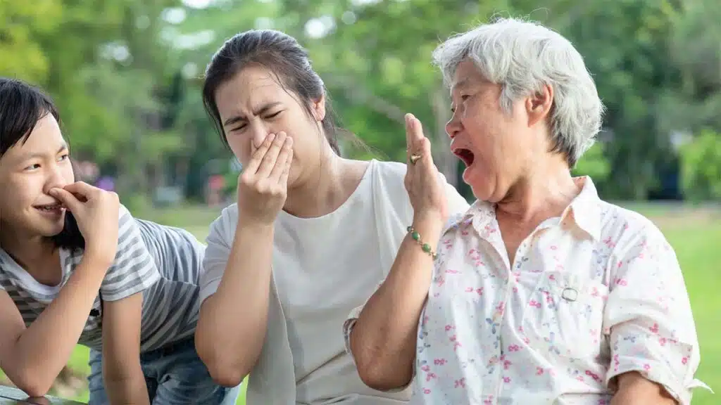 Humorously highlighting the issue of bad breath