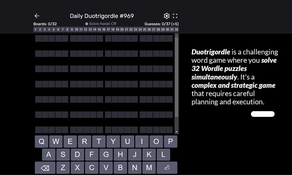 what is duotrigordle game