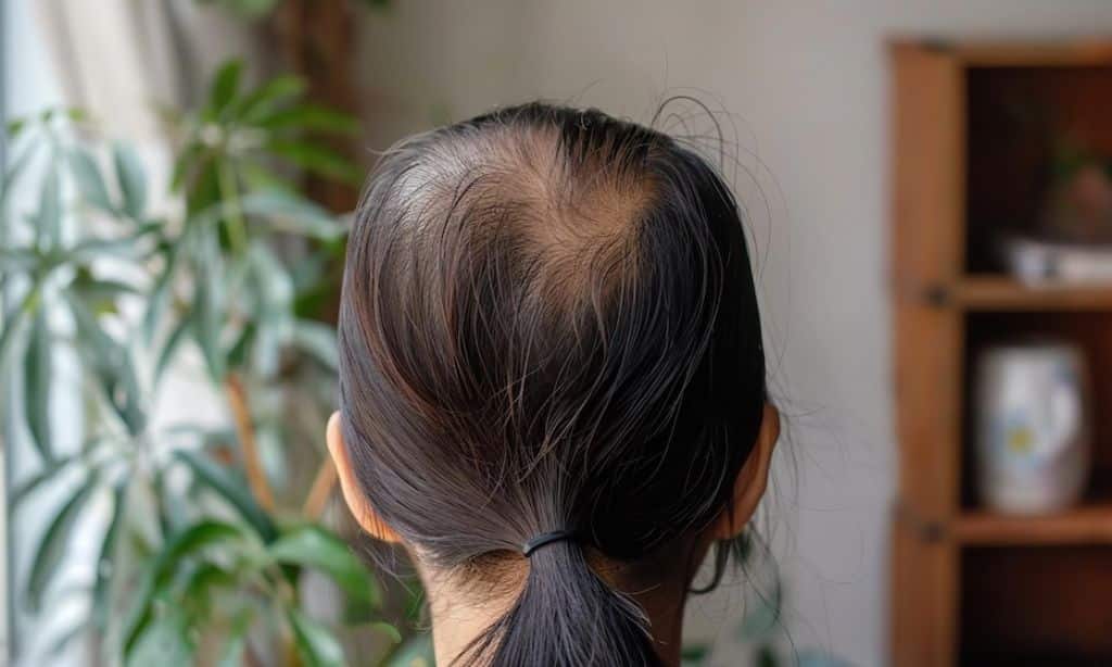 A woman experiencing hair loss