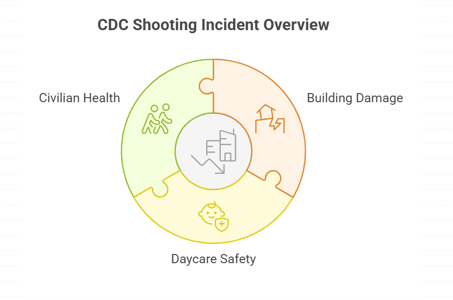 Damage to CDC Building and Nearby Areas