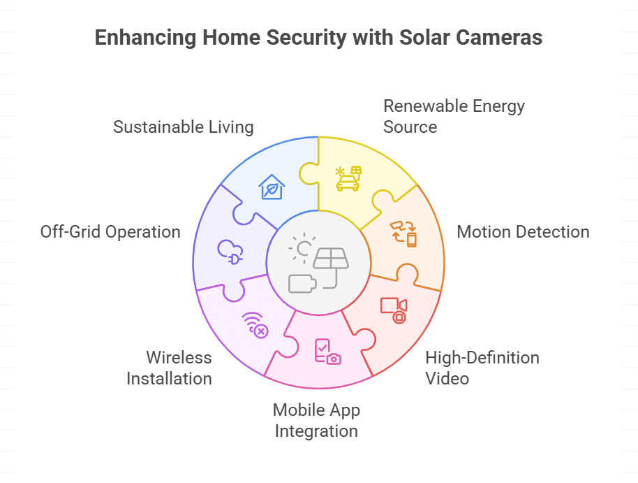 How do solar-powered security cameras enhance home safety