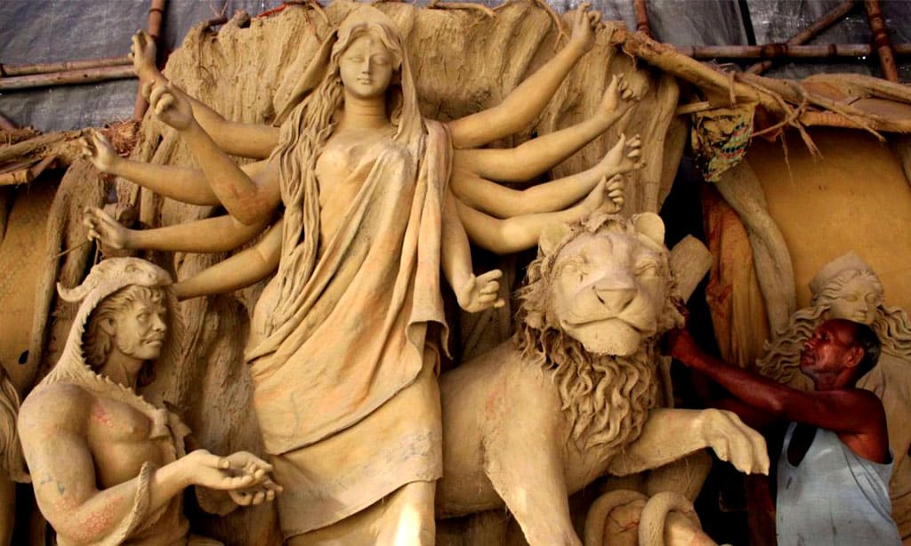 Eco-friendly Durga idol-making