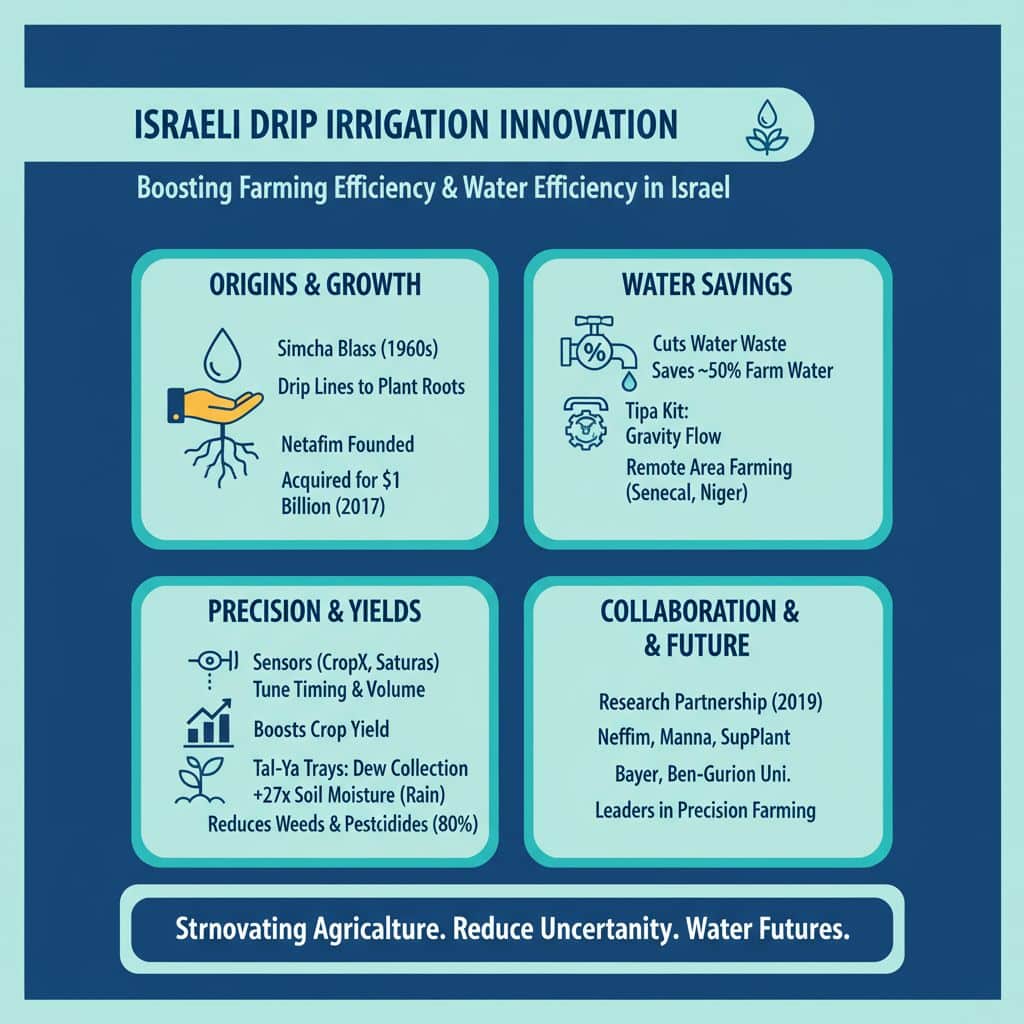 How does drip irrigation technology improve farming efficiency in Israel