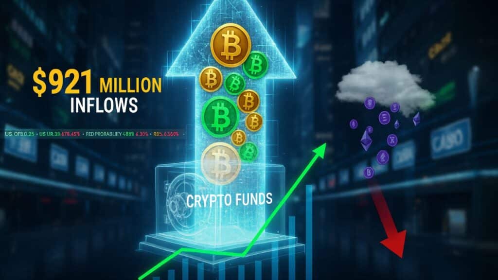Crypto Funds Surge $921M on Fed Rate-Cut Hopes