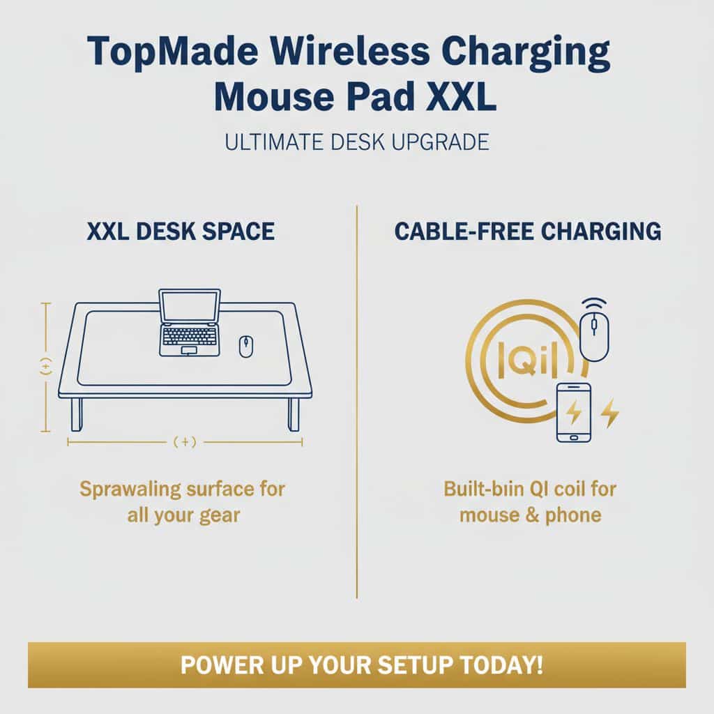TopMade Wireless Charging Mouse Pad XXL