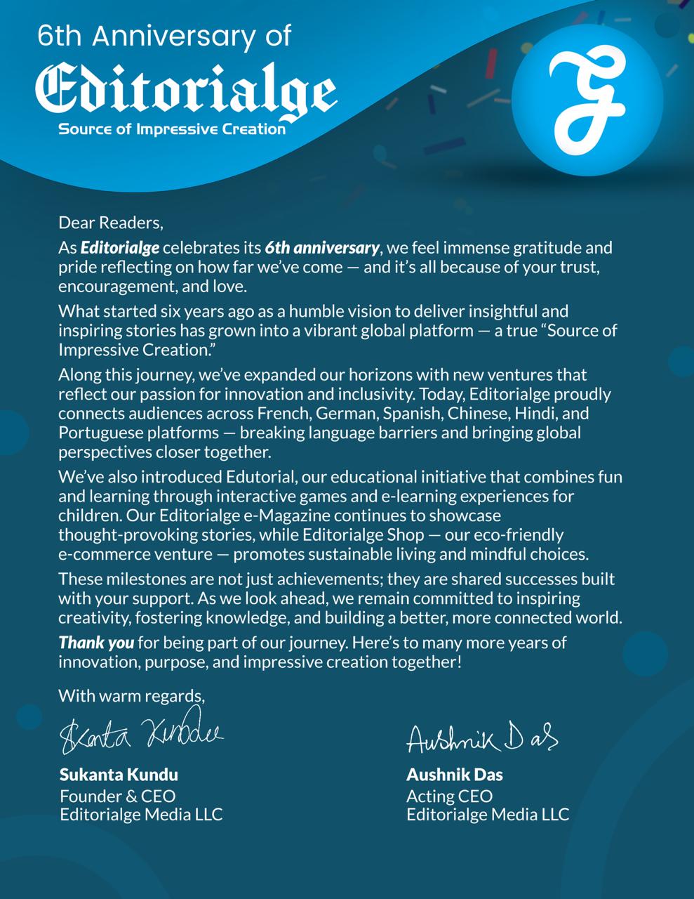 message from the acting ceo of editorialge