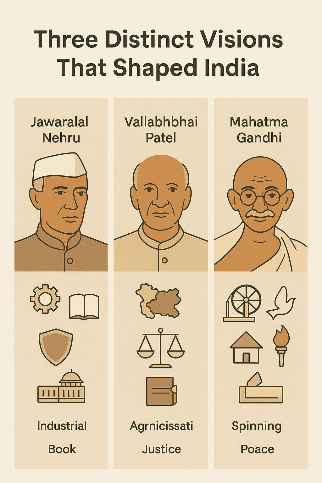 Ideological Maps of Nehru, Patel, and Gandhi