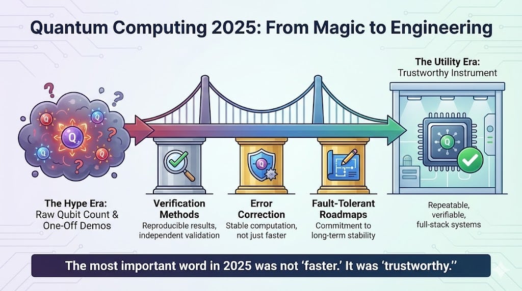 An infographic titled "Space as Infrastructure 2025" set against a dark cosmic background. It visualizes three orbital layers of space technology: "Reusable Launch Cadence" with a rocket icon, "Global Broadband" with a satellite mesh network, and "Direct-to-Device" connectivity with a smartphone signal icon, highlighting the shift from exploration to essential services.
